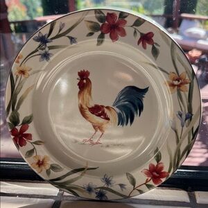 Rustic Rooster Floral Dinner Plate